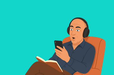Person relaxing with headphones and a phone